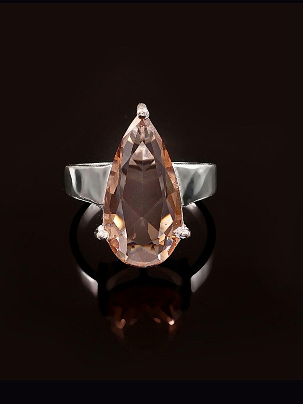 Drops Week Of Sept..8!!     Sterling Silver Teardrop Morganite-Color Ring - Pink